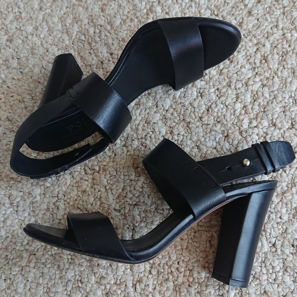 Polo Ralph Lauren Black Strappy full grain leather Sandals size 6.5